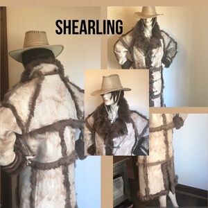 SHEARLING FULL LENGTH STUNNING COAT WITH 2 LEATHER DEEP POCKETS